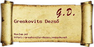 Greskovits Dezső névjegykártya